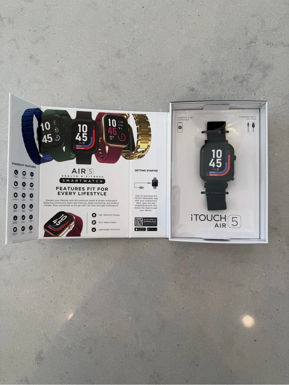 iTouch Air 5 Smartwatch Black Fitness+Notification Watch NEW IN BOX NEVER OPENED